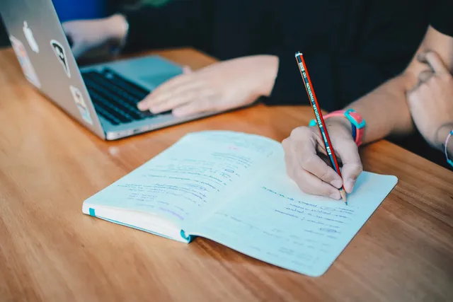 Designer planning his project on paper
