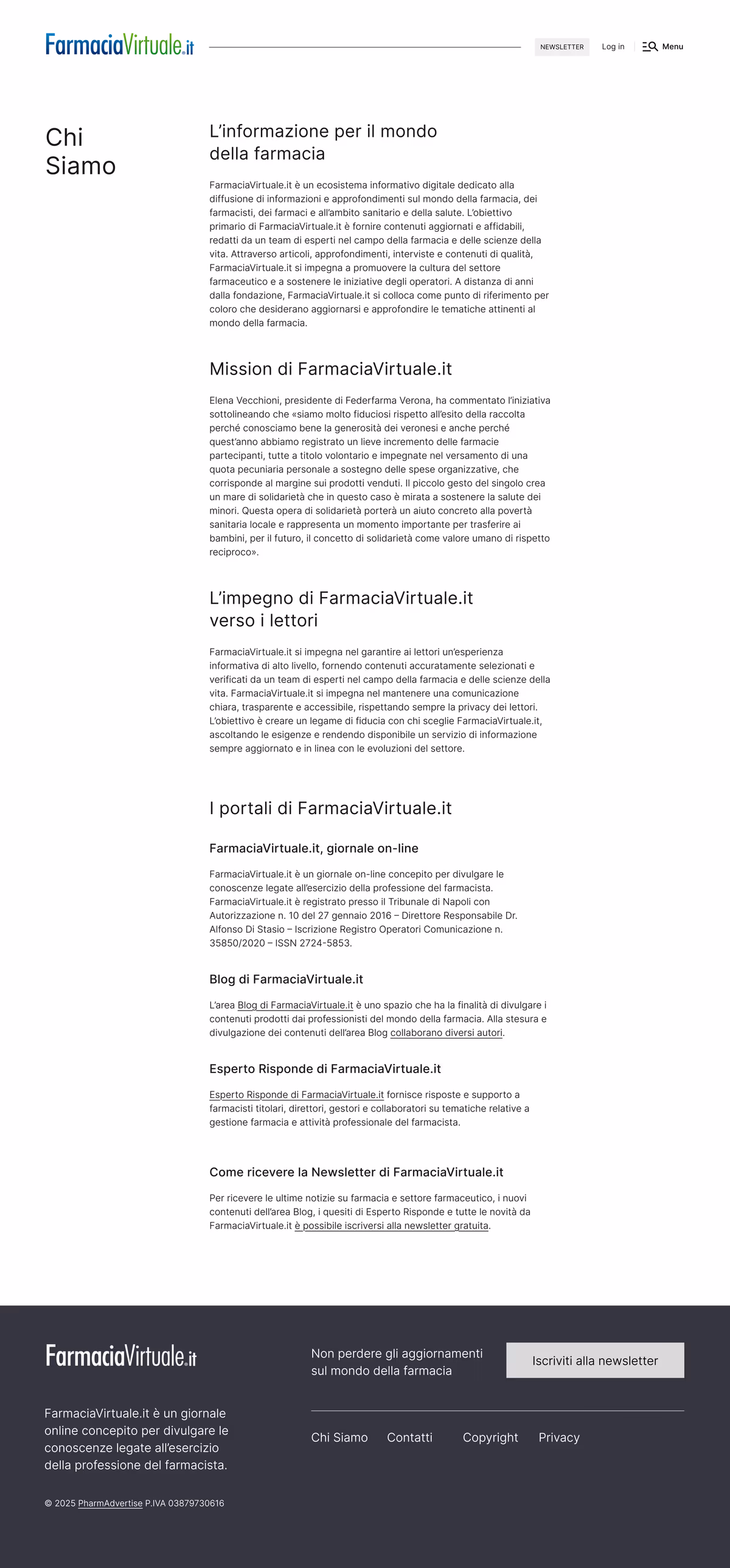 The one-column About page